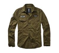 Brandit Shirt Luis Vintage – Long Sleeve with Badges, Cotton – Green 6XL Men's