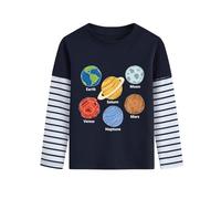 Long Sleeve Shirt for Boy Planet Pattern Letter Striped T-Shirt Kid Casual Cotton Tee Top Clothes 6 Years