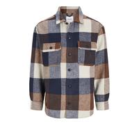 Jack & Jones Plus Ollie Check Overshirt, Navy Blazer, Size 2Xl, Men Navy Blazer