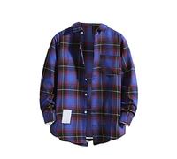 Long Sleeve Shirt Men's Cotton Checked Shirt Men's Grey Check Shirt Loose Linen Shirt Comfortable Top Casual Shirt with Button Down Streetwear Classic Fit Summer Shirt Two-Tone Long Sleeve Shirts