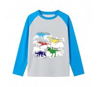 Long Sleeve Shirts Boys Cotton Long Sleeve Shirts Thin Cartoon Truck Digger Crane Tractor Bulldozer Dinosaur Cartoon Animals Pattern Kids Boys Tee Shirts for 3-14 Years