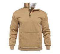 Long Sleeve Shirts for Men Half Zip Sports Shirt Running Shirt 1/4 Zip Pullover Lightweight Breathable Sweatshirt Functional Shirt Warm Hiking Jumper Sports Shirt Ski Cycling Shirt, khaki, XXL