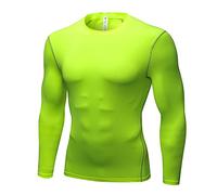 Long Sleeve Sports Top Men Men's Compression Base Layer Top Fitness Tights Top Quick Dry Long Sleeve Running Top Mens Gym Workout Breathable Sports Underlayer for Ski Golf Cycling Hiking Green