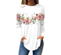 Long Sleeve Stretch Top Women's 2025 Popular Printed Casual Loose Daily Round Neck Long Sleeved T Shirt Cotton T Shirt Women Sleeve Ladies Ladies Cotton Tops Size 12 Black and White Tops for Women UK