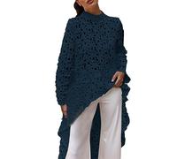 Long Sleeve Stretch Top Women's Long Sleeved Crew Neck High And Low Asymmetrical Irregular Hem Casual Blouse Ladies Plus Size Shirts Cotton Tops Early Prime Deals Blue