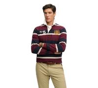 Long sleeve striped double emblem polo Superdry Rugby Bleu 2XL
