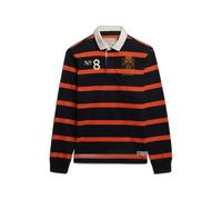 Long sleeve striped double emblem polo Superdry Rugby Bleu S