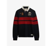 Long sleeve striped double emblem polo Superdry Rugby Blue S