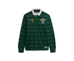 Long sleeve striped double emblem polo Superdry Rugby Vert M
