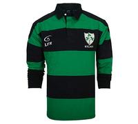 Long Sleeve Striped Shamrock Irish Rugby Shirt Kelly (Large) Green,Blue