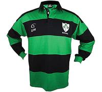 Long Sleeve Striped Shamrock Irish Rugby Shirt Kelly (Medium) Green,Blue