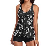 Long Sleeve Swimwear Muslim Bathing Suits Christening Gifts for Girls Trendy Swimsuit for Women Two Piece Floral Print Bathing Suits Tank Top with Boyshorts Swimming Suits Bargains of The Day Sale