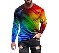 Long Sleeve T Shirt Mens Clearance Men's Long Sleeve Tops Casual Print T-Shirts Lightweight Crew Neck Pullover Regular Fit Breathable Summer Tee Tops UK Size 8-22
