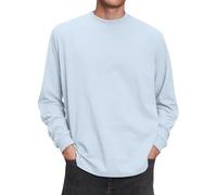 Long Sleeve T Shirt Mens Cotton Loose Fit Plain Crew Neck Tshirt Breathable Cool Workout Running Basic Pullover Tee Clothes, Sky Blue, S