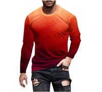 Long Sleeve T Shirt Mens UK Clearance Men's Long Sleeve Tops Gradient 3D Print T-Shirts Comfortable Casual Crew Neck Pullover Lightweight Slim Fit Cotton Tee Top