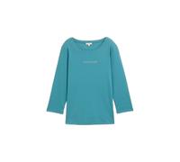 Long Sleeve T-shirt with Glitter Front Logo for Women Tom Tailor Bleu S