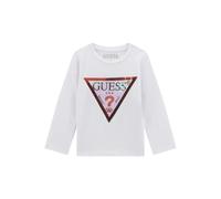 Long-sleeve T-shirt with triangular sequin logo for baby girl Guess Blanc 2 ans