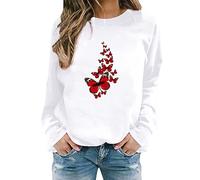 Long Sleeve T Shirt Women Ladies Long Sleeve for Women Birthday Unique Prom Women's Butterfly Print Casual Fashion Sweatshirt Top (White #5, M) Sale Clearance