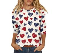 Long Sleeve T Shirt Womens Blouse Fit Loose Tunnic Women's Valentine's Day 3D Floral Print Seven Point Long Sleeve T Shirt Plain Long Sleeve Shirt (Pink, S)