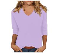 Long Sleeve T Shirts Women Womens Tops 3/4 Sleeve Summer Solid Plain Travel Cute Tops V Neck Slim Fit Half Sleeve Tshirts Shirts Spring Blouse Womens Clothes Sale Clearance