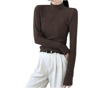 Long Sleeve Thermal Tops Shirt for Women 2025 Ladies Turtlenecks Long Sleeve Tops Solid Color Slim Basic T Shirts Trendy Lightweight Casual Pullovers Fall Winter Oufits for Indoor Outdoor (Green, M)