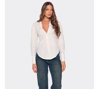 Long Sleeve Tie Back Cut Out Detail Shirt In White, Women's Size UK 6