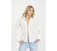 Long Sleeve Tie Front Blouse Brave Soul Cream L