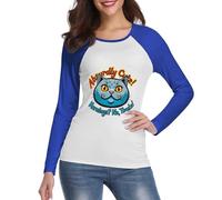 Long Sleeve Top for Women - Soft Slip Layer Tee Suitable for Wearing Alone or Under A Jacket (Blue,3XL,Animal Print Cat)