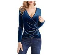 Long Sleeve Top Plus Size White Blouse Floral Print Womens Tops Clothes for Women Comfortable V Velvet Neck Women Deep Fit Tops Long Sleeve Slim Sexy Wrap Women's Blouse