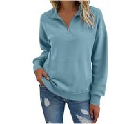 Long Sleeve Tops for Women Half Zipper Pullover Sweatshirts Polos Neck Jumper Shirts Mid Length Classic Fit Ladies Tops Elegant Going Out Work Causal Loungewear