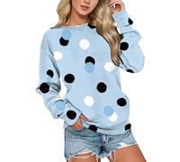 Long Sleeve Tops for Women UK Women Polka Dot Print Long Sleeve Sweatshirt Round Neck Loose Pullover Autumn Sweatshirt Top Women Oversized Sweatshirt Womens Tops Size 14 UK