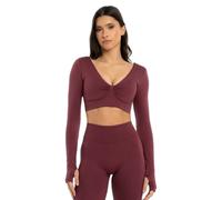 Long Sleeve Tops Women Gym Glamour Seamless open back Rouge M