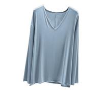 Long Sleeve Tops Women Modal Cotton Plain T Shirt V Neck Base Layers Shirts Loose Womens Spring Blouses Plus Size Elegant Undershirts Classic Pullover Sports Home Casual Streetwear