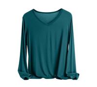 Long Sleeve Tops Women Modal Cotton V Neck Plain T Shirts Loose Elegant Tunic Shirts Fall Winter Undershirts Comfort Underwear Breathable Basic Pullover Sports Home Casual Underlayer