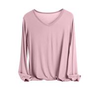 Long Sleeve Tops Women Modal Cotton V Neck Plain T Shirts Loose Elegant Tunic Shirts Fall Winter Undershirts Comfort Underwear Breathable Basic Pullover Sports Home Casual Underlayer