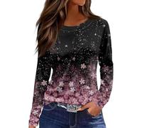 Long Sleeve Tops Women, White for UK 80S T Shirts Square Neck Top Women's Long Sleeve Tops Summer 2025 Crewneck Floral Loose Fit V Neck Gym for Women Blouse UK Three Quarter(Black1,Large)
