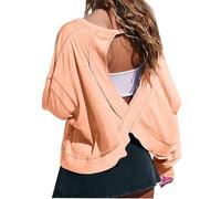 Long Sleeve Tops Womens T Shirts Sexy Open Back Workout Tops Loose Fit Pullover Backless Long Sleeve Athletic Shirts Running Crop Tops Gym Yoga Tees Y2K Going Out Tops Activewear