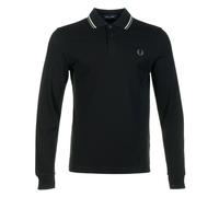 Long Sleeve Twin Tipped Polo Shirt Black Ecru Laurel Green, Large
