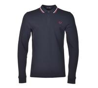 Long Sleeve Twin Tipped Polo Shirt Navy Snow White Red, XL