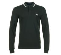 Long Sleeve Twin Tipped Polo Shirt Night Green Snow White, XXL