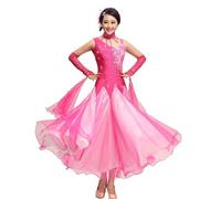 Long Sleeve V-Neck Waltz Dress Modern Dance Ballroom Dance Swing Dress National Standard Dance Performance Dress, Black, S