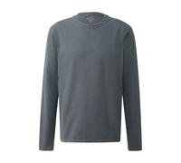 Long Sleeve Washed Cotton Jersey T-Shirt with Front Print QS Bleu 2XL