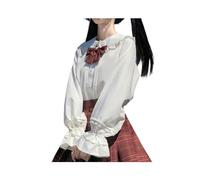 Long Sleeve White Shirt Teen Girls Women Spring Autumn Japanese Preppy Style Kawaii Frilly Peter Pan Collar Lolita Blouse Tops