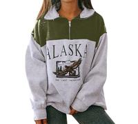 Long Sleeve Women's Cotton Loose Hoodie Women's Oversize Pullover Stand-Up Collar Blouse Colour Block Tops Comfortable Tops Regular Fit Long Sleeve Shirt Quarter Zip Running Jacket Comfortable Shake