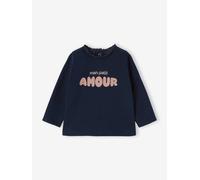 Long-sleeved baby t-shirt with leopard heart pattern navy blue