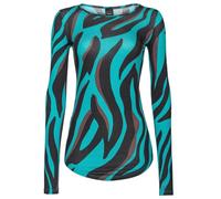 Long-Sleeved Fitted Wool-Blend Sweater with Colorful Animal Print pinko Green S