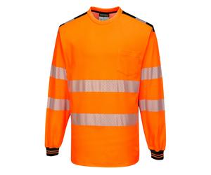 Long sleeved Hi-Vis T-Shirt Vests yellow or orange cotton work top Portwest T185
