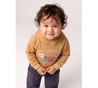 Long-sleeved hooded T-shirt for baby boys ochre