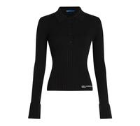 Long-sleeved knitted polo shirt - female - Karl Lagerfeld - Polo Shirts - Black - S - Tops S