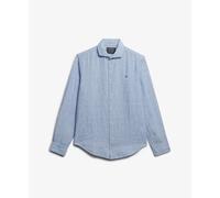 Superdry Riviera Linen Long Sleeve Shirt Blue M Men